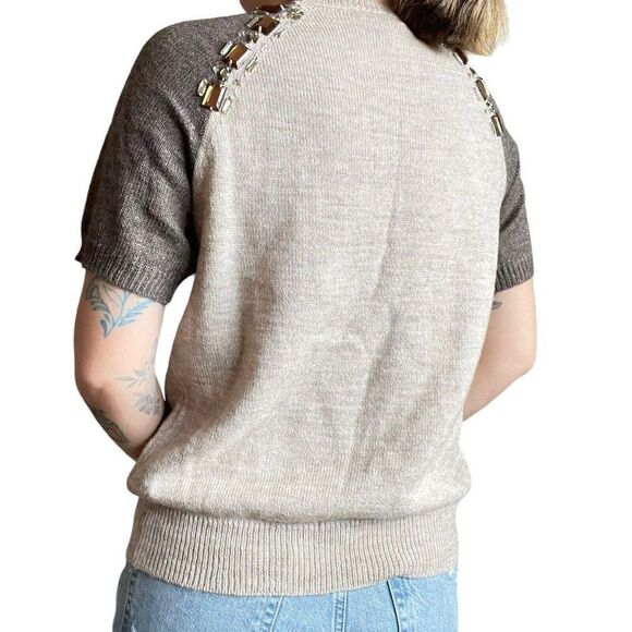 NWOT J Crew Womens Alpaca Wool Blend Crew Jewel Embroidered Short Sleeve Sweater - Picture 5 of 10